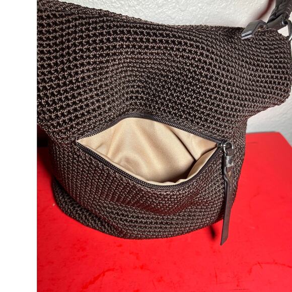 THE SAK SEQUOIA CROCHET HOBO COFFEE LEAF SHOULDER TOTE BAG PURSE MSRP $125 - Picture 3 of 9